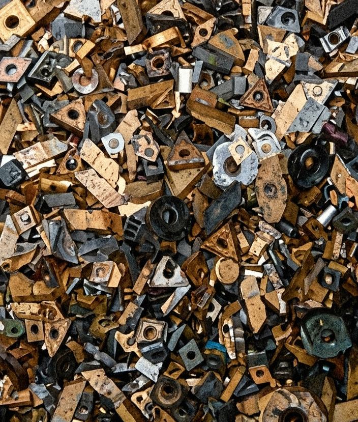 Insertos e pastilhas de widia usados